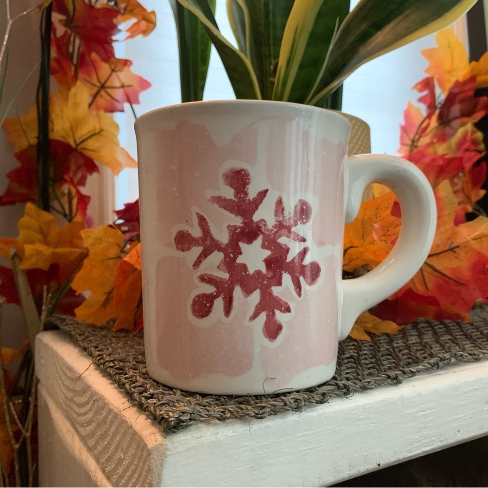 Atico Pink Winter Snowflake Design Large Mug